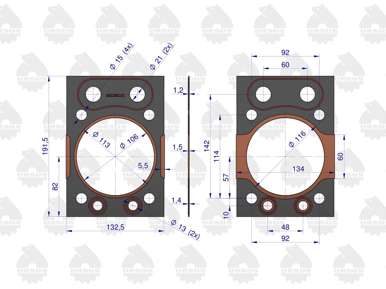 DIHTUNG GLAVE FI 95 BAKARNI URSUS C360 ORIGINAL
